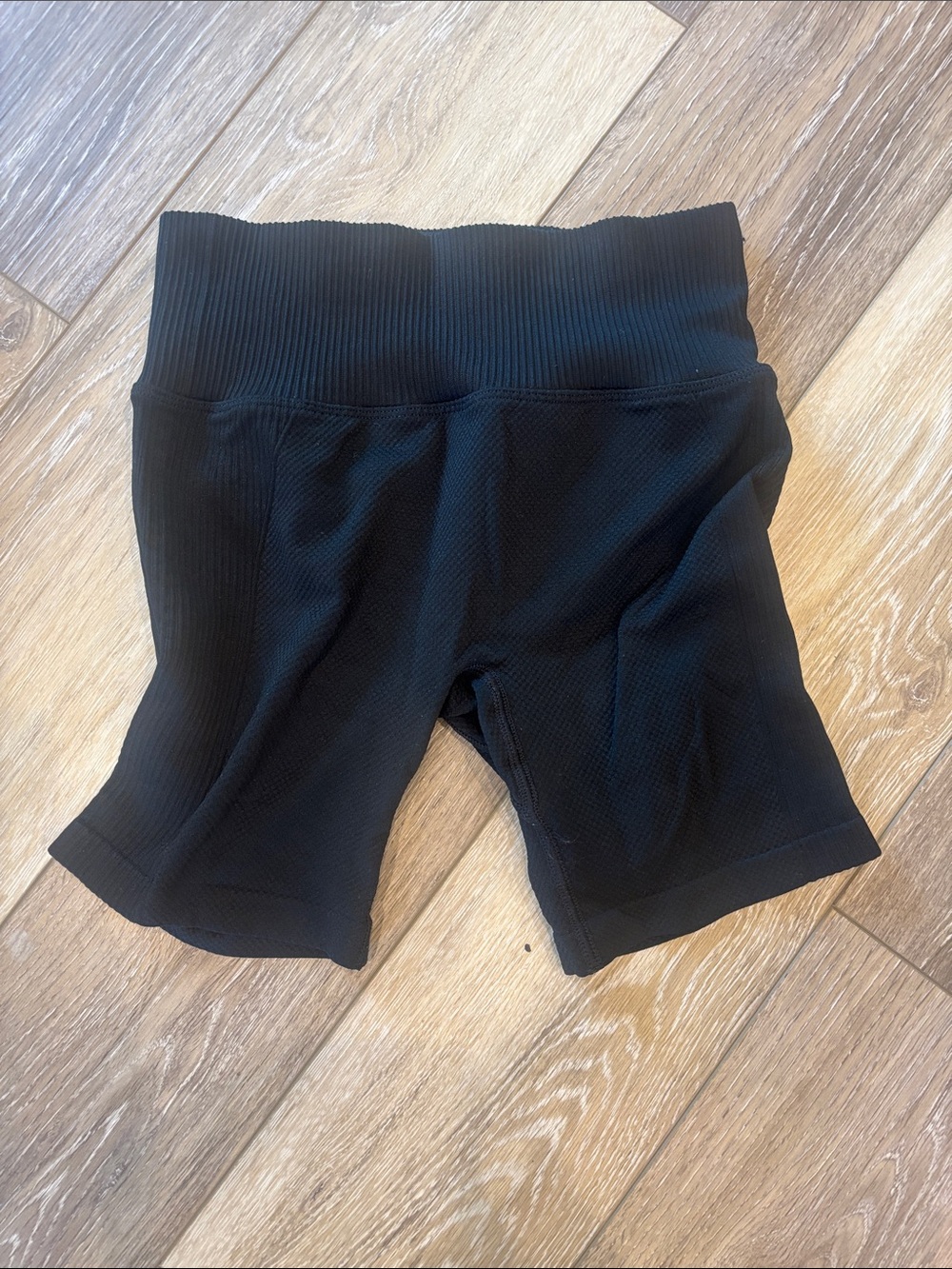 PINK Victoria's Secret Black Ribbed High-Waist Bike Shorts “I am strong”
